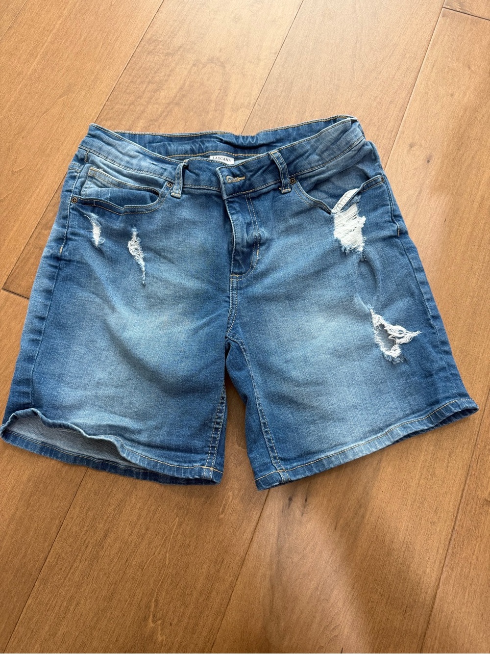 Distressed Light Blue Denim Jean Shorts